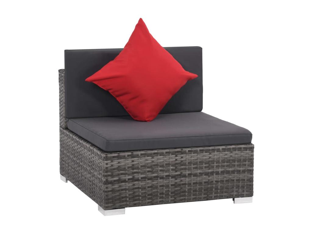 8-piece garden furniture set with cushions, grey woven resin