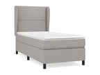 Meublita bed base and mattress, light grey, 90x190 cm, fabric