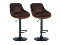 Set of 2 Bar Stools - Velvet/Metal - Brown - Meublita