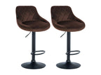 Set of 2 Bar Stools - Velvet/Metal - Brown - Meublita