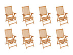 8-piece reclining garden chairs with cushions, solid teak