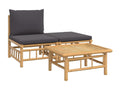 3-piece garden furniture set with dark grey cushions by Meublita