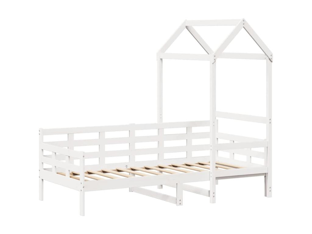 Daybed with canopy, mattress not included, white, 90x190 cm, solid wood