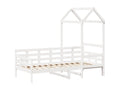 Daybed with canopy, mattress not included, white, 90x190 cm, solid wood