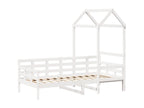 Daybed with canopy, mattress not included, white, 90x190 cm, solid wood