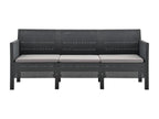 3-seater garden sofa with cushions, anthracite PP rattan