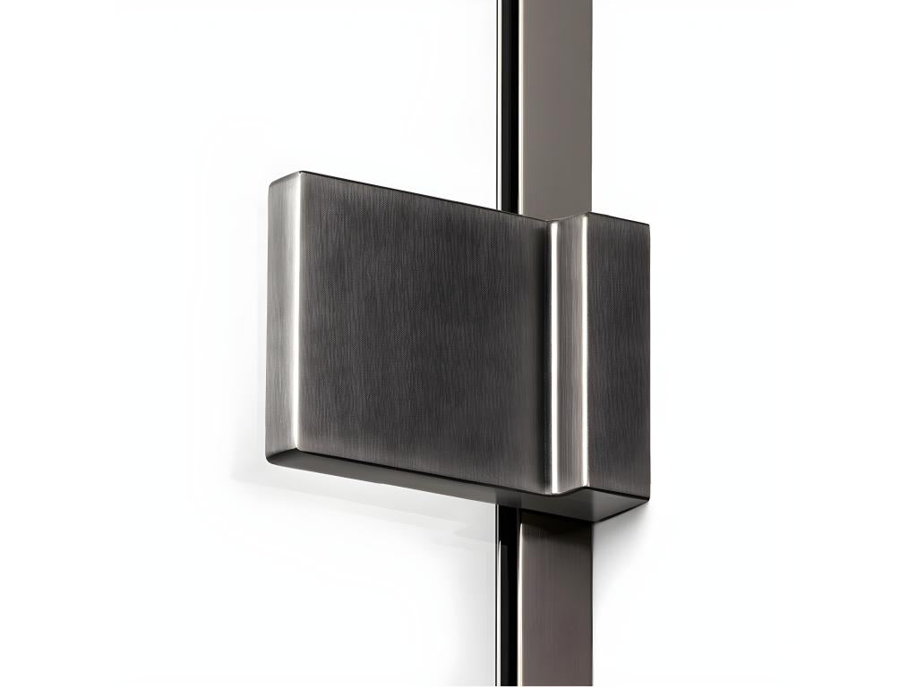 Left-hand pivoting shower enclosure 110x90 cm, Meublita GUNMETAL BRUSHED brushed stainless steel color, front access