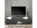 Meublita - 3-Door TV Stand in Carbon Grey Finish with Screen Prints and Mirrors