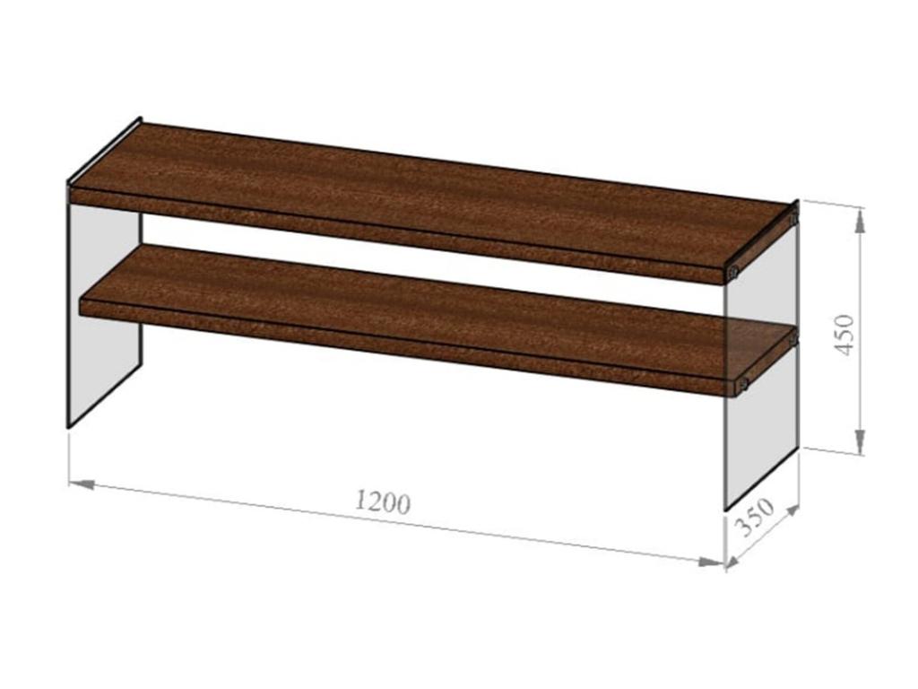 Rhine design TV stand in walnut color, 120x45x35cm