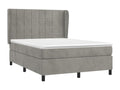 Upholstered bed base and mattress, light grey, 140x190cm, velvet
