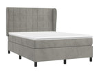 Upholstered bed base and mattress, light grey, 140x190cm, velvet