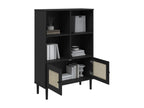 Meublita bookcase with black rattan-look finish and solid pine wood