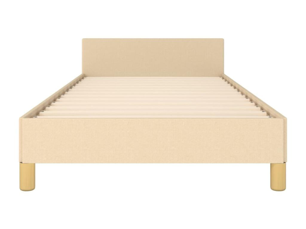 Cream bed frame without mattress, 80x200 cm, fabric