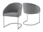 Set of 2 cantilever chairs in grey bouclé fabric