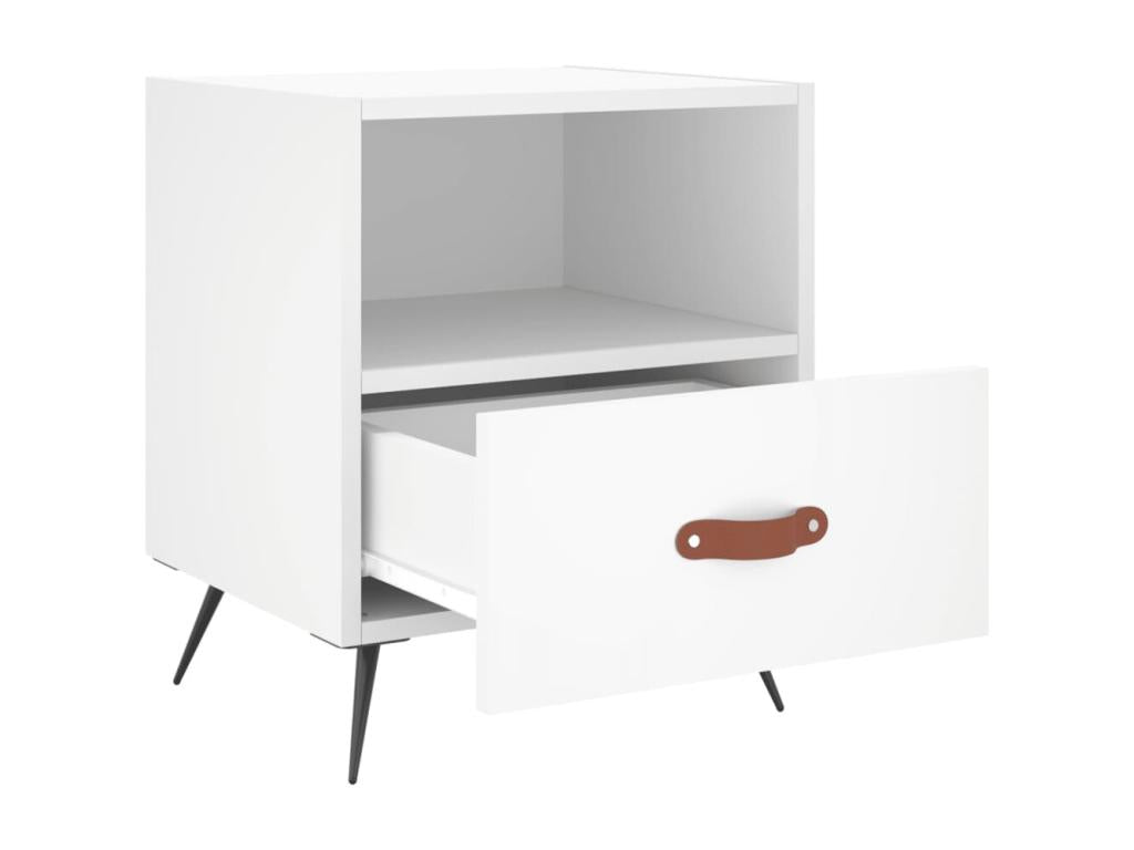 2-piece bedside tables, white, 40x35x47.5 cm, engineered wood