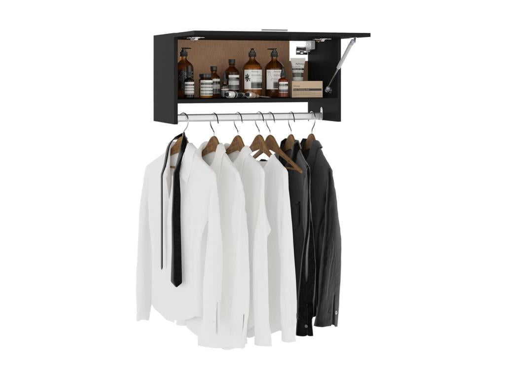 Black wall-mounted coat rack 70x32.5x35
