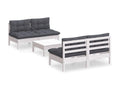 5-piece garden furniture set with cushions, anthracite pine wood