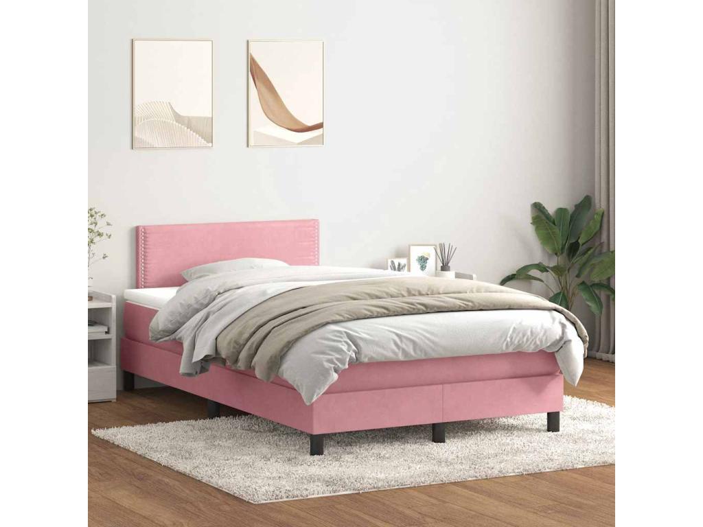 Meublita bed base with pink velvet mattress 120x220 cm