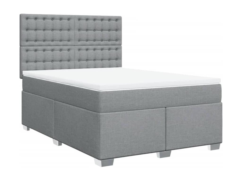 Meublita bed base with light grey mattress 140x200cm fabric
