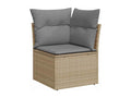 7-piece garden furniture set with cushions, beige woven resin