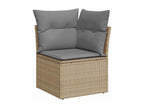 7-piece garden furniture set with cushions, beige woven resin