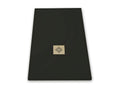 Extra-flat 90x110 cm PURE shower tray in black slate-effect resin with black drain cover
