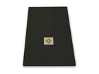 Extra-flat 90x110 cm PURE shower tray in black slate-effect resin with black drain cover