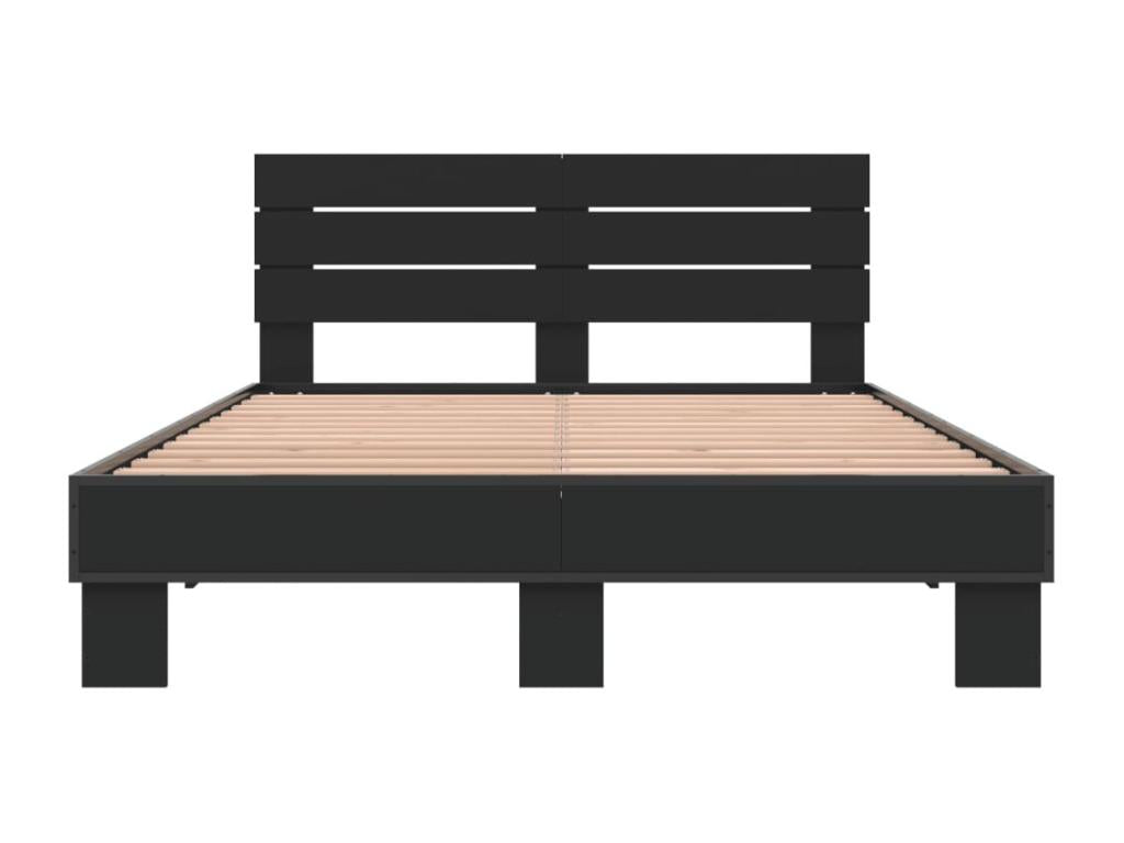 Black bed frame 120x190 engineered wood and metal