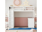 Loft bed 90x200 cm - with storage furniture and a desk - in solid wood - White