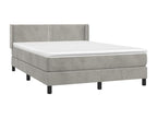 Upholstered bed base and mattress, light grey, 140x190cm, velvet