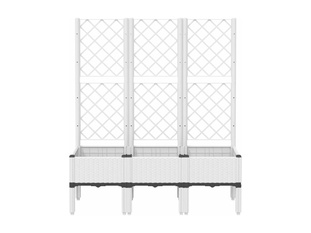Planter with white trellis 120x40x142 cm PP