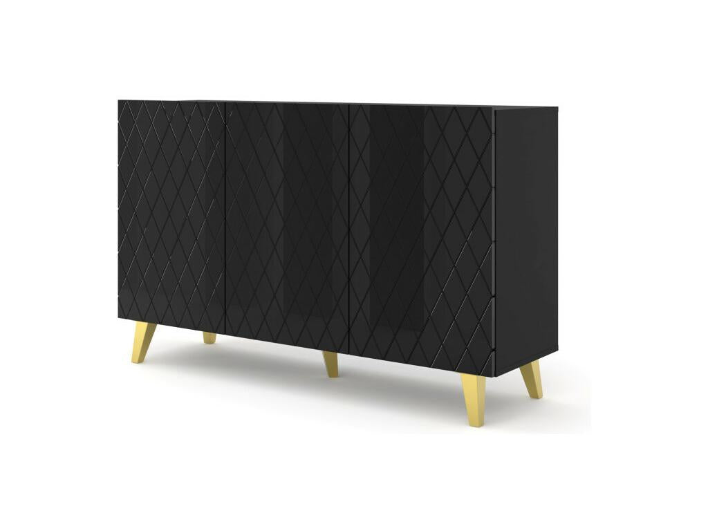 Meublita wooden sideboard with gold legs - Black - W 145 cm