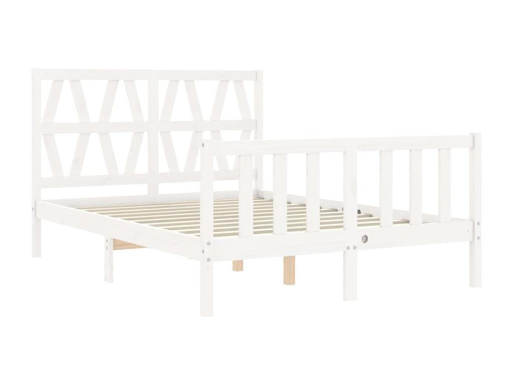 Bed frame with white headboard, 120x200 cm, solid wood