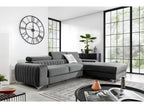 Luxury grey velvet corner sofa bed, 5-seater, right-hand facing (as seen from the front) - Meublita VELVET