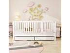 Children's bed 90x200cm in solid wood with safety rail and 2 drawers - White