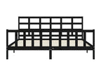 Bed frame with black headboard, 200x200 cm, solid wood