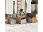 Meublita 7-piece garden furniture set with cushions, beige woven resin