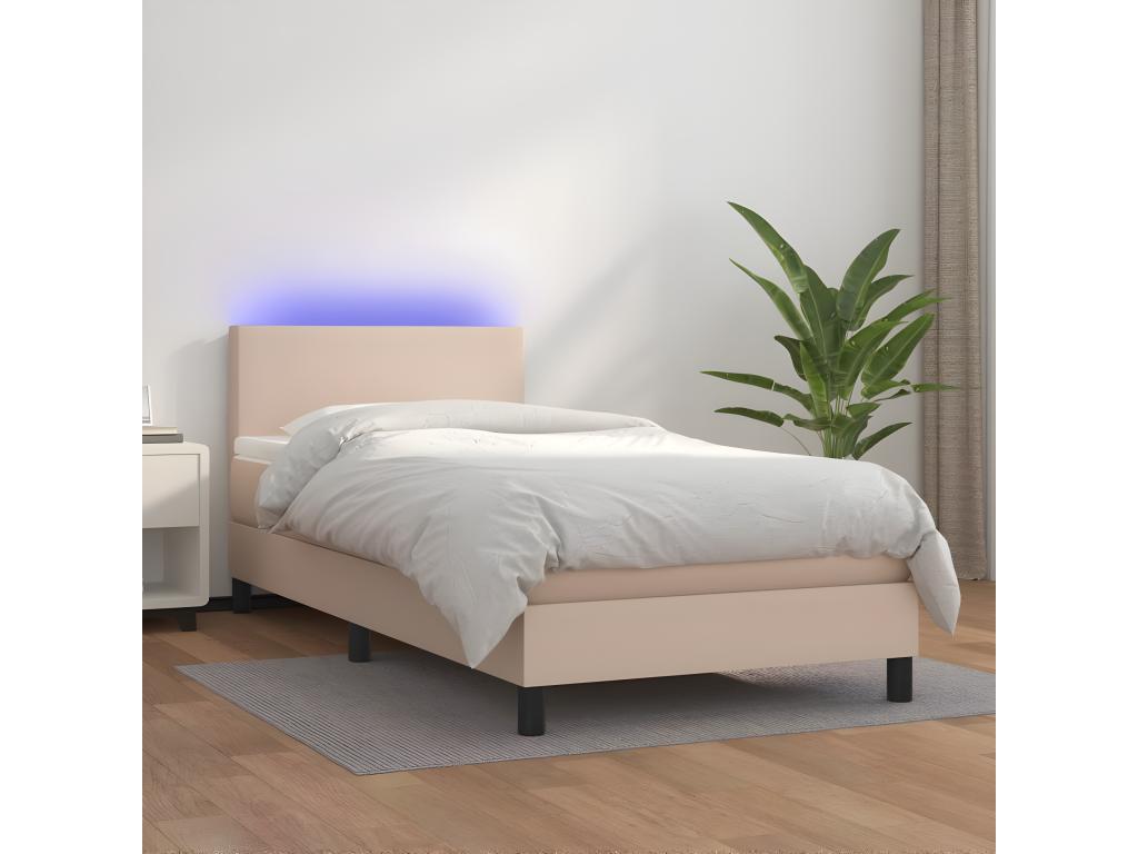 Meublita bed base with mattress and LED Cappuccino 80x200cm