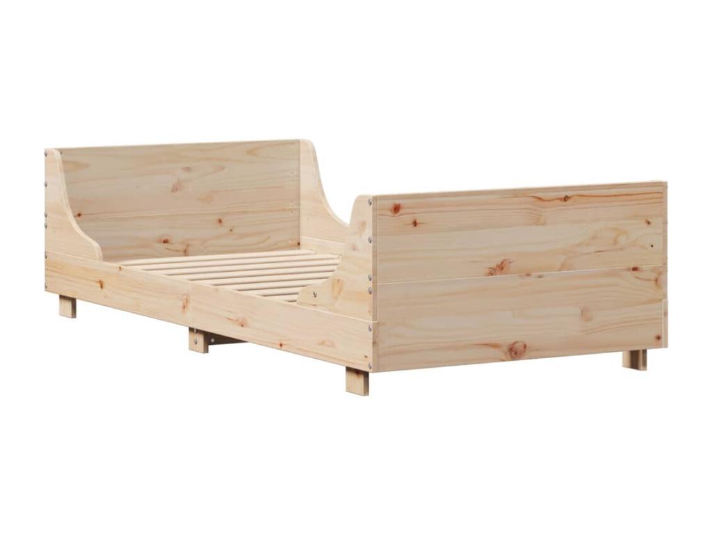 Bed frame without mattress 75x190 cm solid pine wood