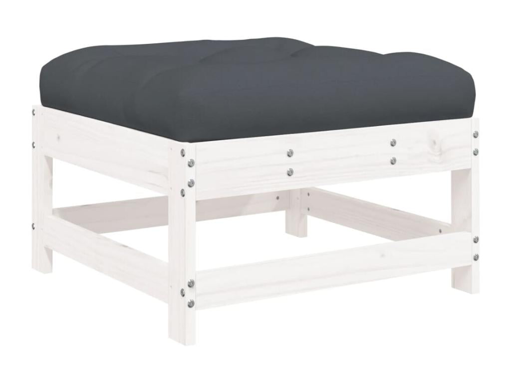 6-piece garden furniture set with cushions, white, solid wood