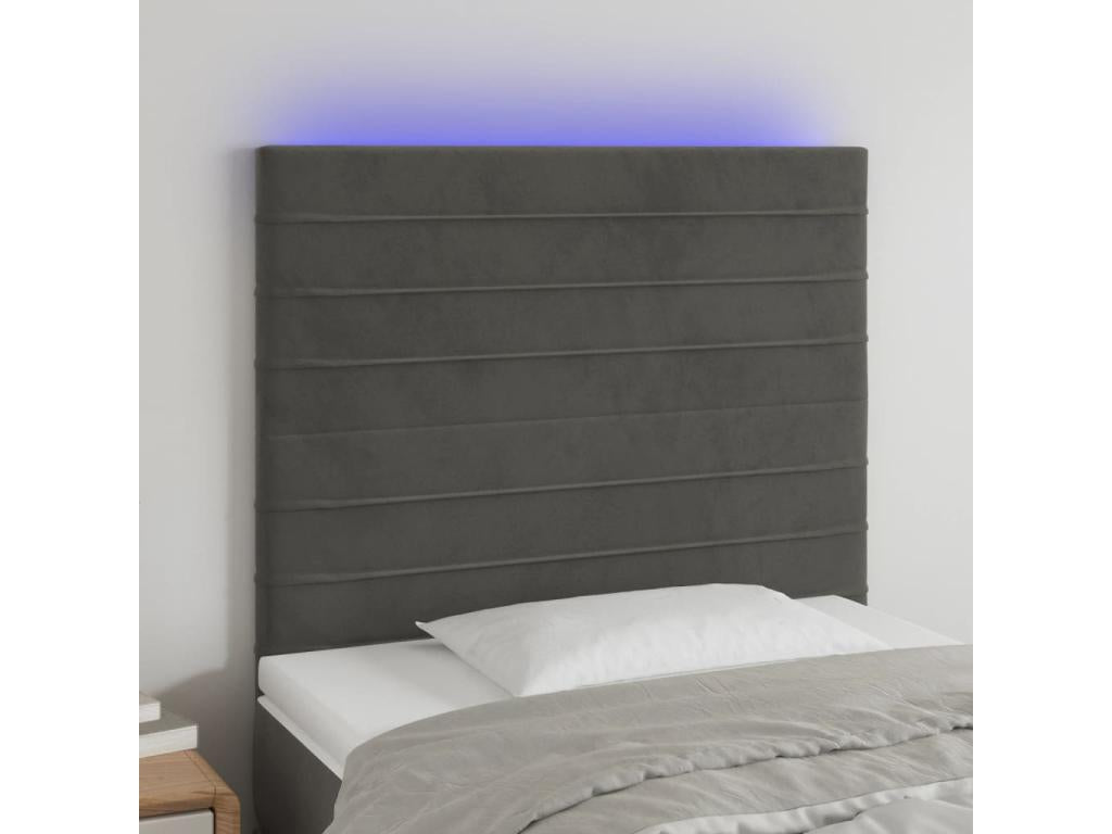 Dark Grey LED Headboard 80x5x118/128 cm Velvet