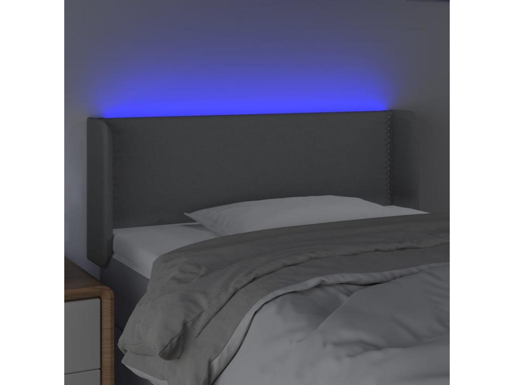 Light Grey LED Headboard 93x16x78/88 cm Fabric