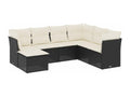 7-piece garden furniture set with cushions, black woven resin