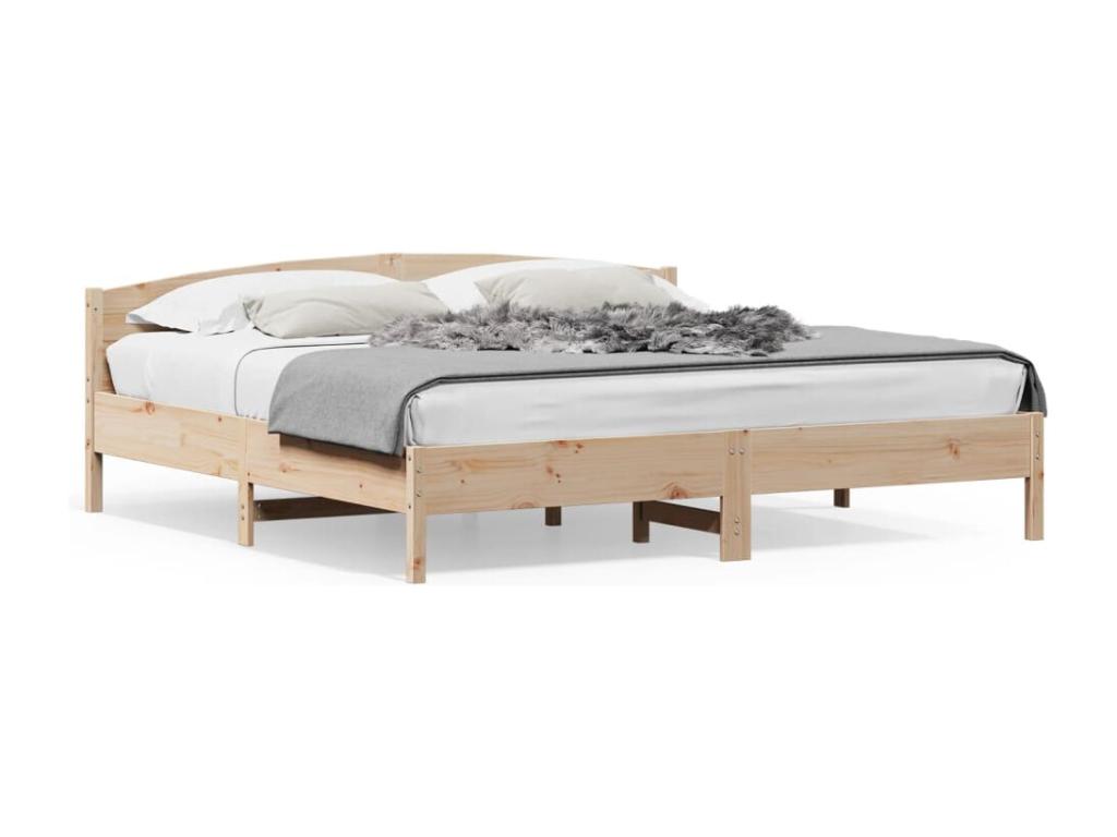 Bed frame with headboard, 180x200 cm, solid pine wood