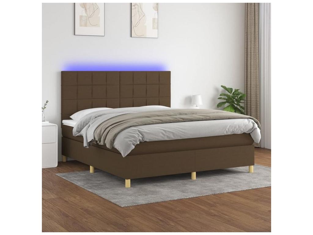 Meublita bed base with mattress and LED, dark brown, 180x200