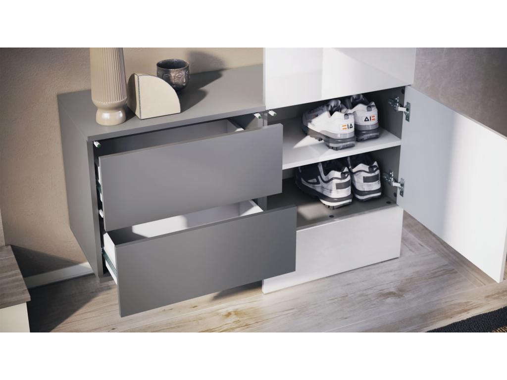 Grey and white lacquered locker, WxHxD 105x193x35
