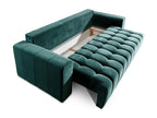 Meublita 245cm 3-seater convertible sofa in light grey velvet with storage compartment