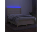 Meublita bed base with mattress and LED lighting, Cream, 140x190 cm, Fabric