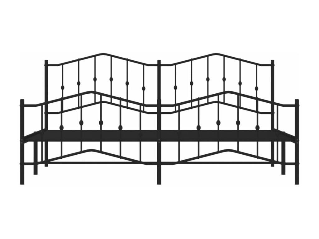 Metal bed frame with headboard and footboard, black, 193x203