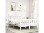 Bed frame with white double headboard, solid wood